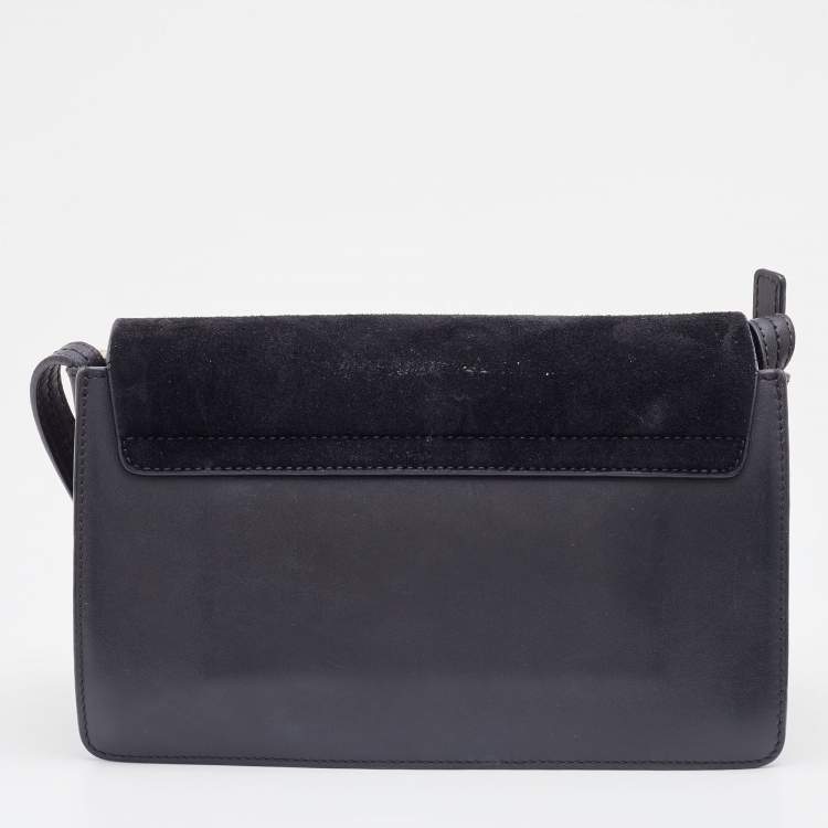 Pre Owned Chloe Black Leather and Suede Small Faye Shoulder Bag