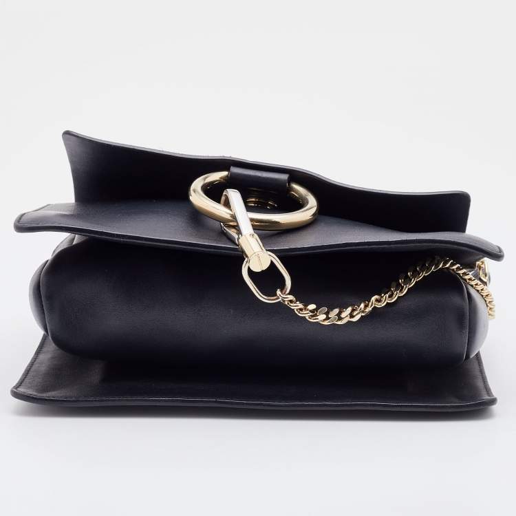 Pre Owned Chloe Black Leather and Suede Small Faye Shoulder Bag