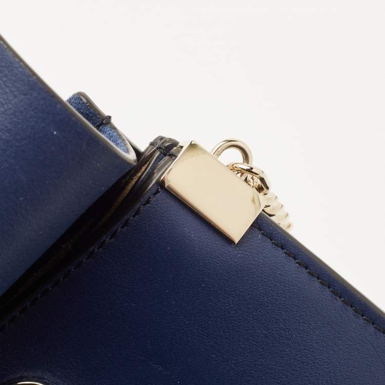 Pre Owned Chloe Blue Leather and Suede Mini Faye Crossbody Bag