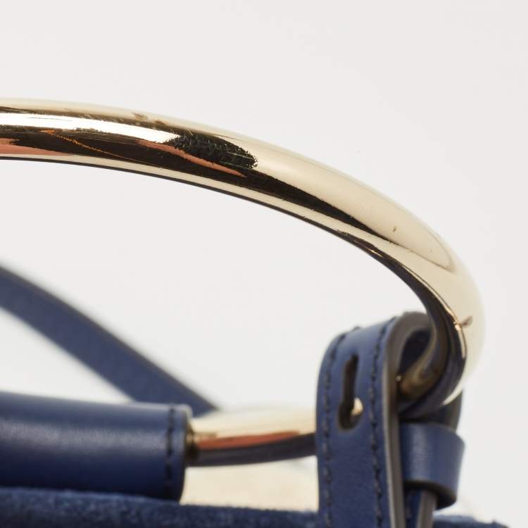 Pre Owned Chloe Blue Leather and Suede Mini Faye Crossbody Bag