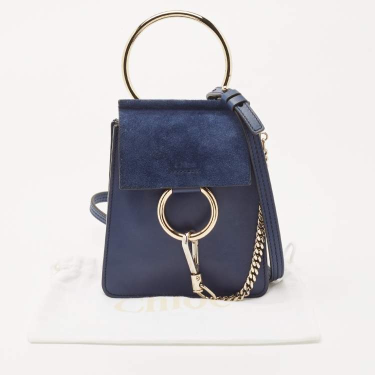 Pre Owned Chloe Blue Leather and Suede Mini Faye Crossbody Bag