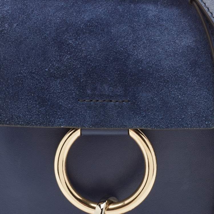 Pre Owned Chloe Blue Leather and Suede Mini Faye Crossbody Bag