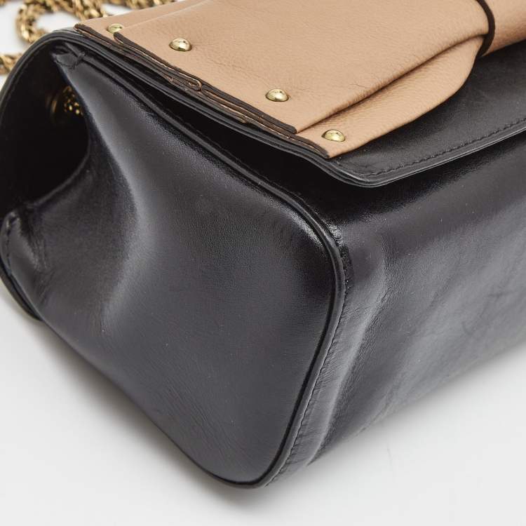 مملوكة مسبقًا Chloe Black/Brown Leather June Bow Flap Shoulder Bag