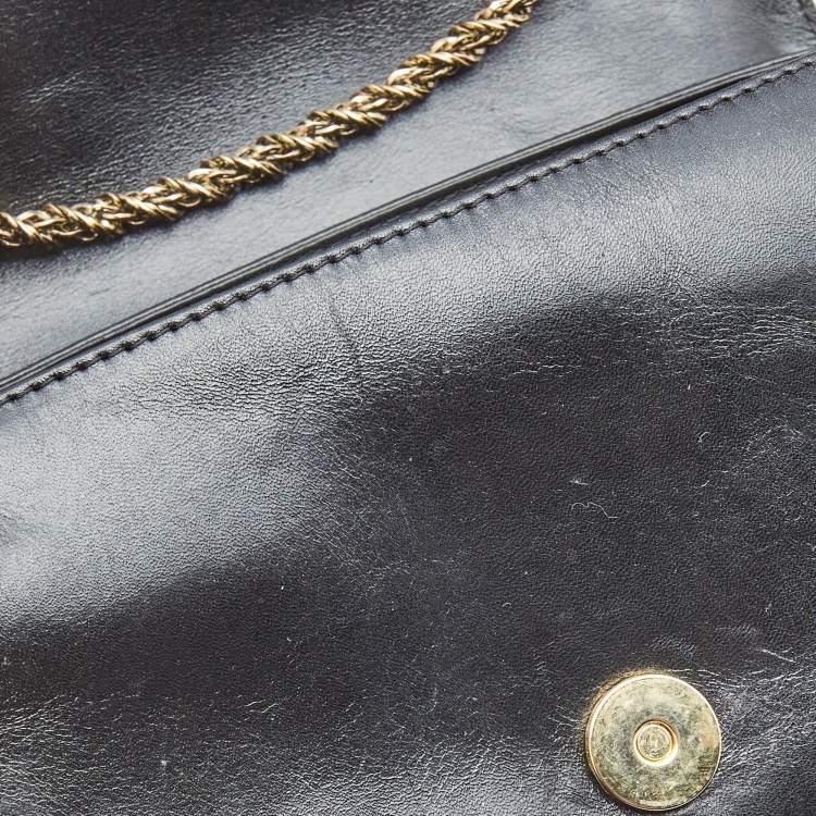 مملوكة مسبقًا Chloe Black/Brown Leather June Bow Flap Shoulder Bag