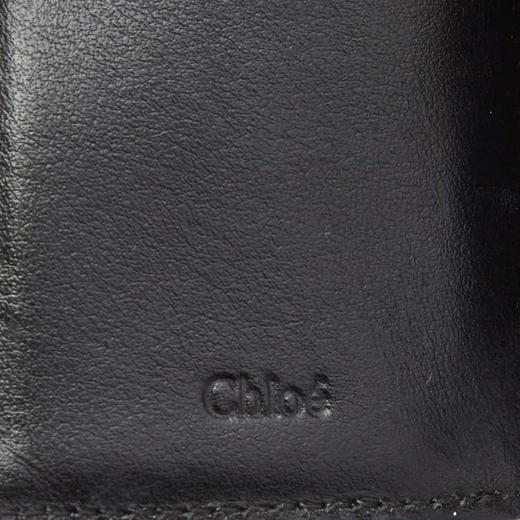 Pre Owned Chloe Black Leather Small C Trifold Wallet