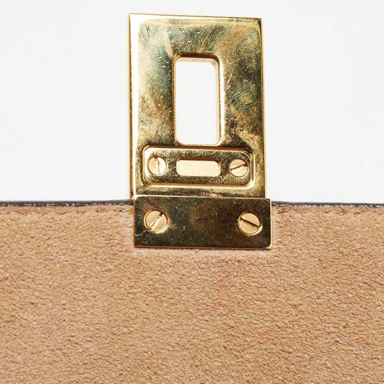 مملوكة مسبقًا Chloe Brown Snakeskin Embossed Leather Small Drew Crossbody Bag