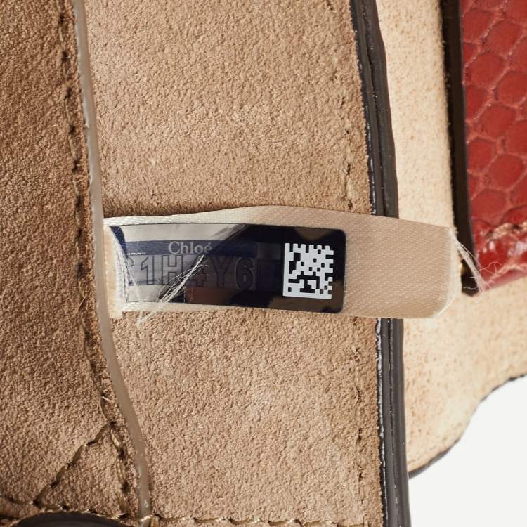 مملوكة مسبقًا Chloe Brown Snakeskin Embossed Leather Small Drew Crossbody Bag