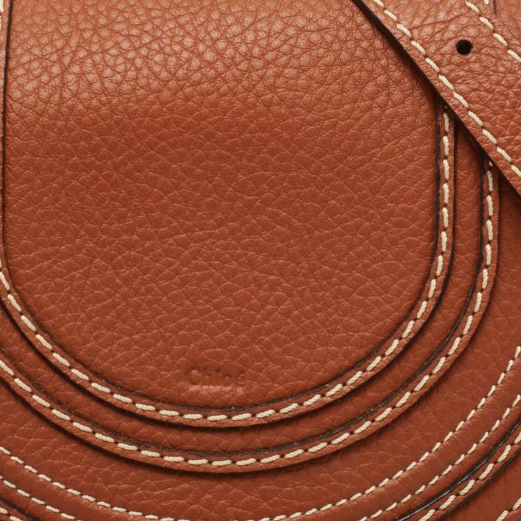 مملوكة مسبقًا Chloe Brown/Beige Braided Raffia and Leather Small Marcie Basket Bag