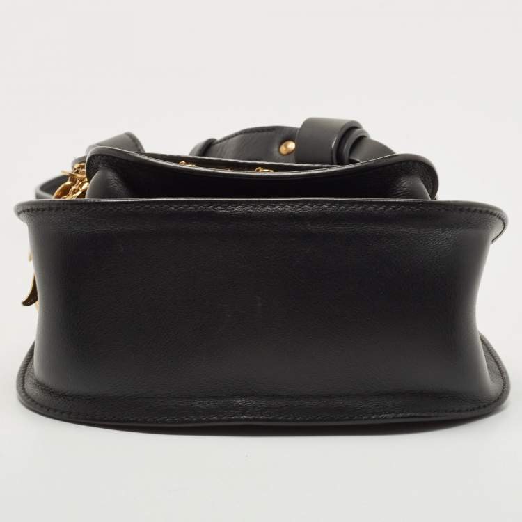 Pre Owned Chloe Black Leather Small Embellished Hudson Shoulder Bag
