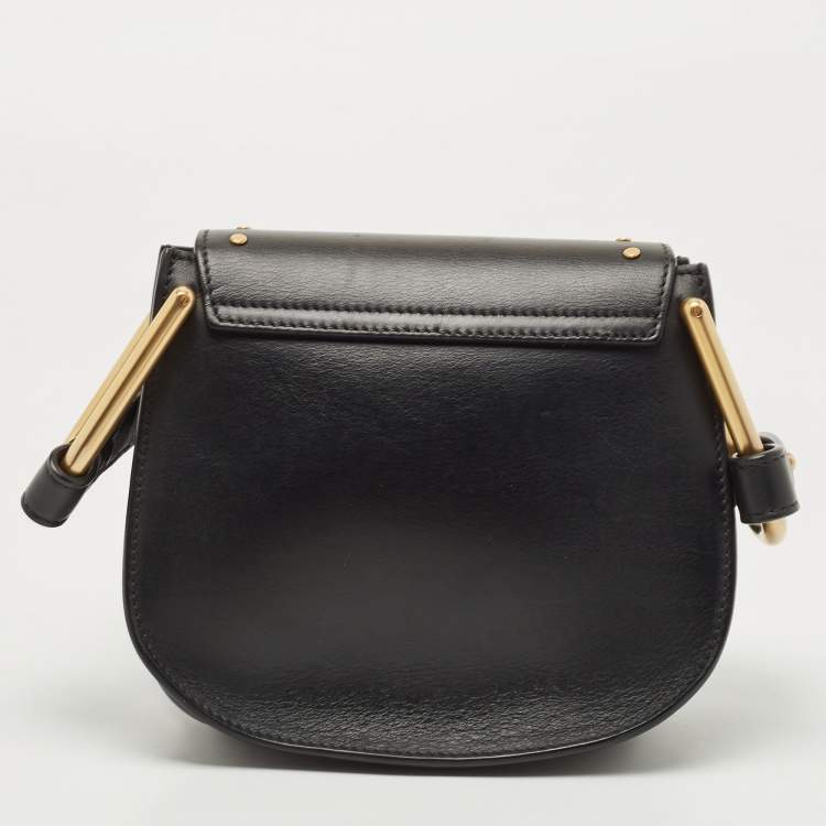 Pre Owned Chloe Black Leather Small Embellished Hudson Shoulder Bag