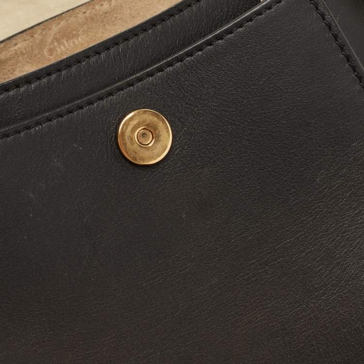 Pre Owned Chloe Black Leather Small Embellished Hudson Shoulder Bag