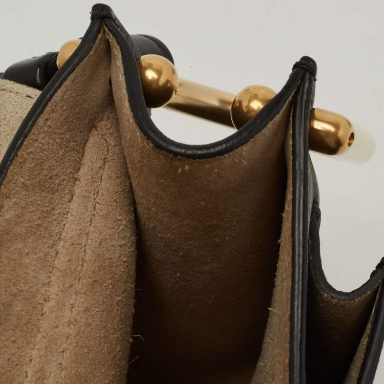 Pre Owned Chloe Black Leather Small Embellished Hudson Shoulder Bag