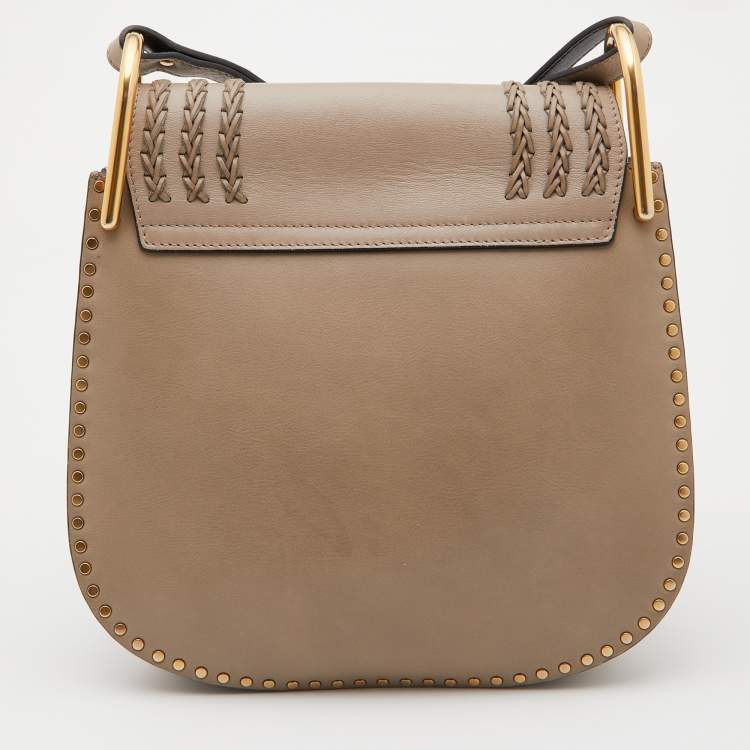 Pre Owned Chloe Grey Leather Medium Braided Hudson Shoulder Bag