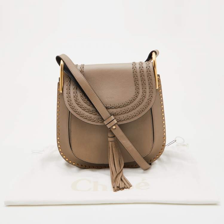 Pre Owned Chloe Grey Leather Medium Braided Hudson Shoulder Bag