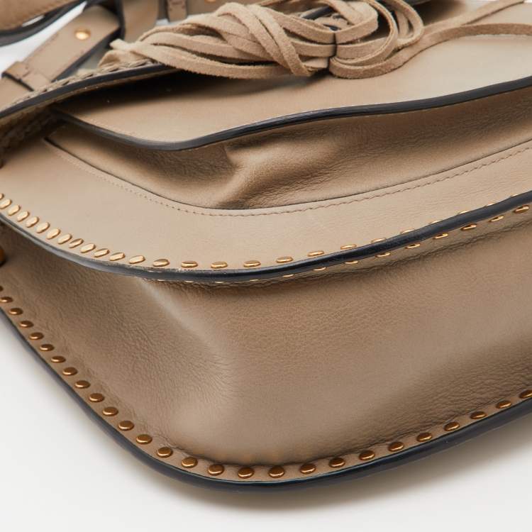 Pre Owned Chloe Grey Leather Medium Braided Hudson Shoulder Bag