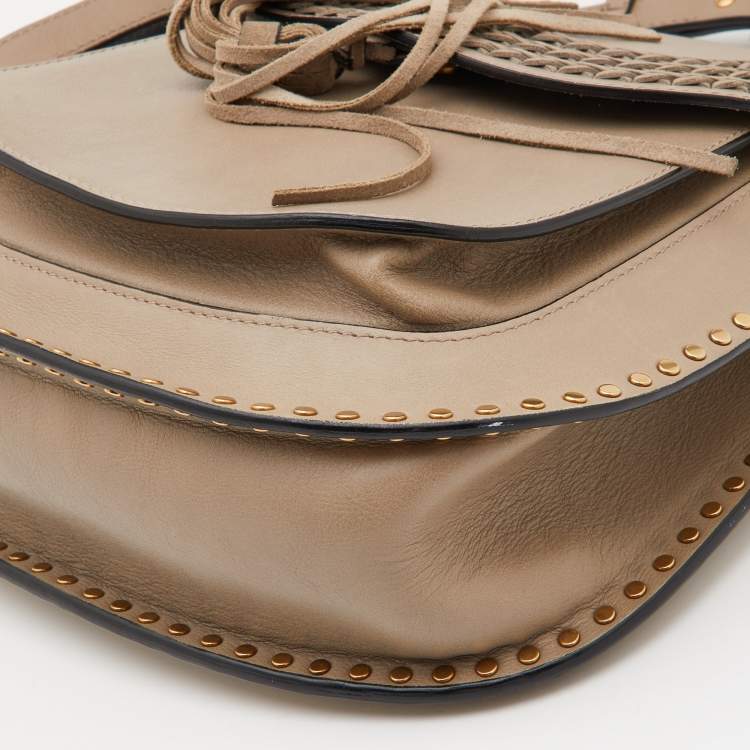 Pre Owned Chloe Grey Leather Medium Braided Hudson Shoulder Bag