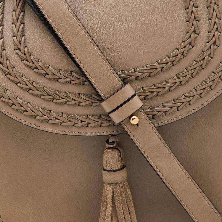 Pre Owned Chloe Grey Leather Medium Braided Hudson Shoulder Bag