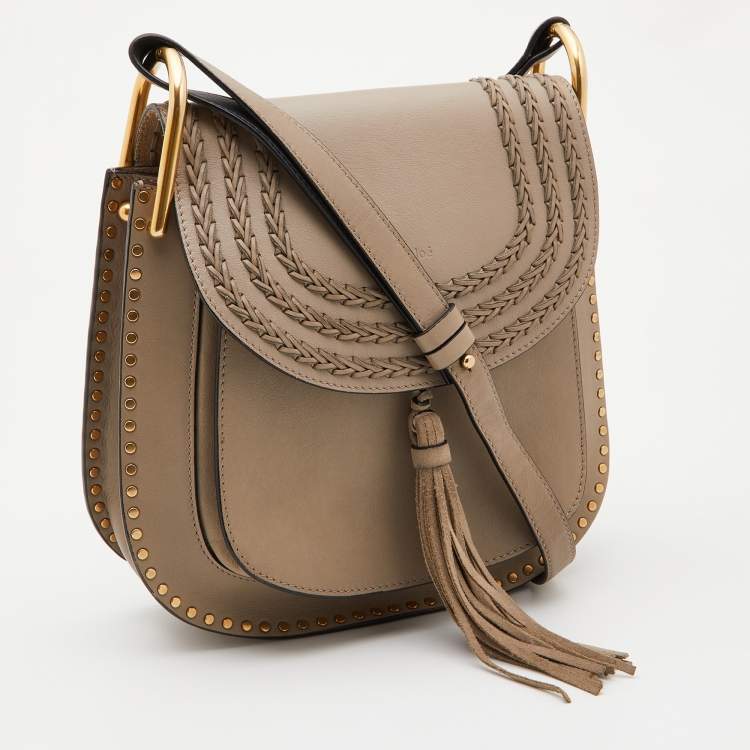 Pre Owned Chloe Grey Leather Medium Braided Hudson Shoulder Bag