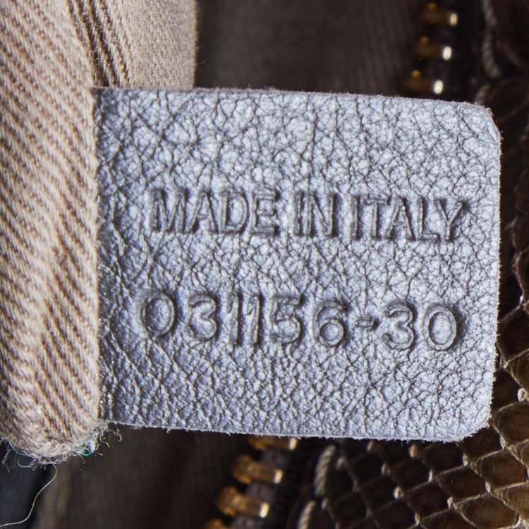 Pre Owned Chloe Two Tone Green Python and Leather Large Marcie Satchel 