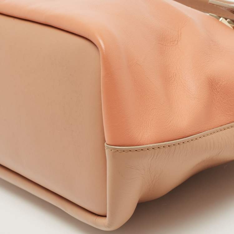 Pre Owned Chloe Beige/Peach Leather Small Baylee Tote