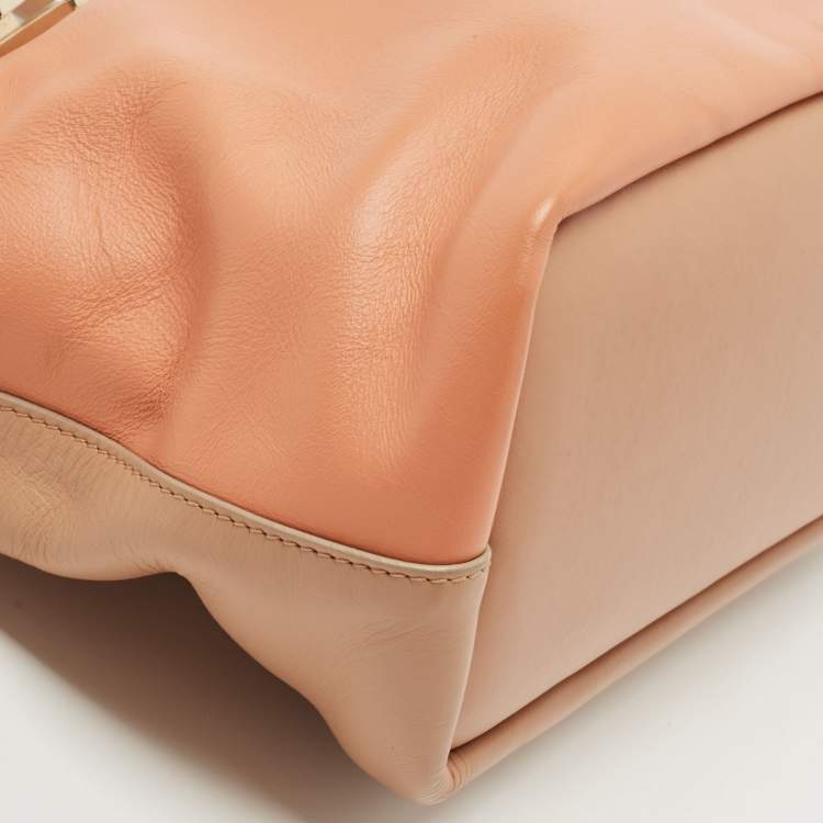 Pre Owned Chloe Beige/Peach Leather Small Baylee Tote