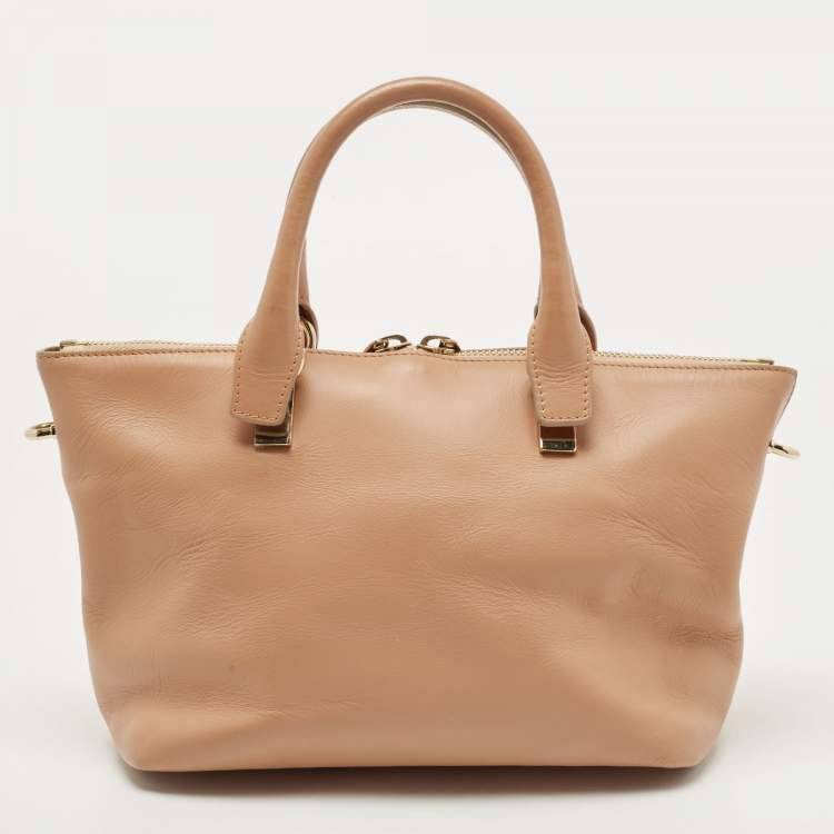 Pre Owned Chloe Beige/Peach Leather Small Baylee Tote
