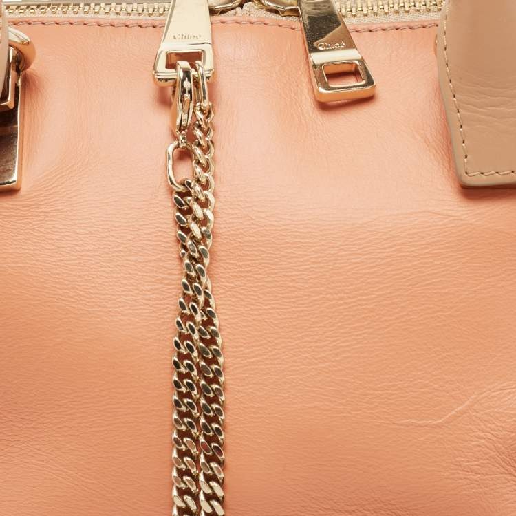 Pre Owned Chloe Beige/Peach Leather Small Baylee Tote