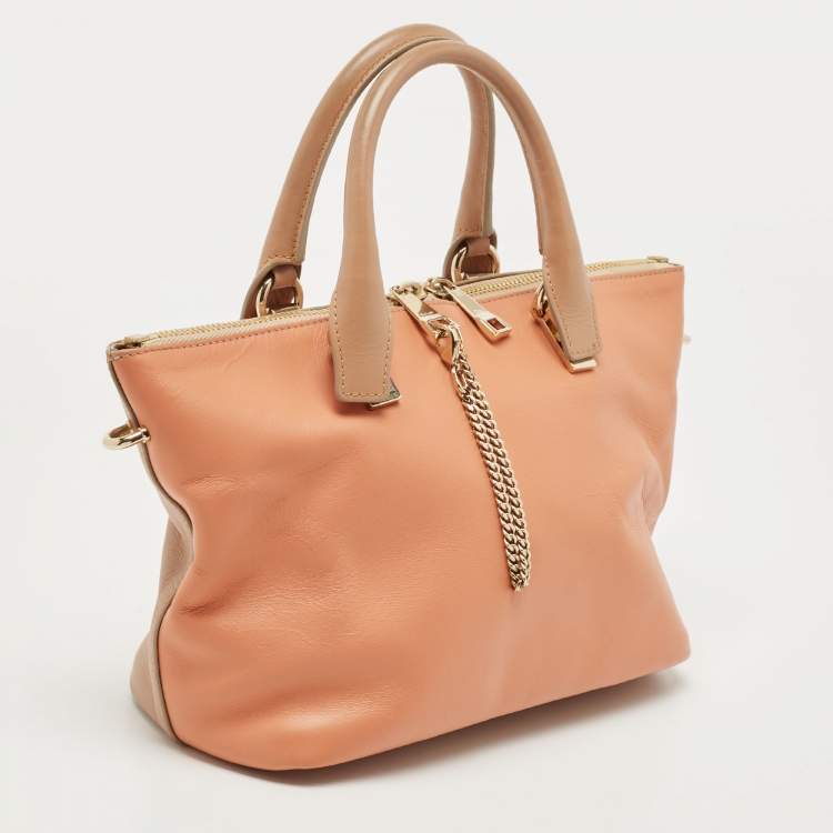 Pre Owned Chloe Beige/Peach Leather Small Baylee Tote