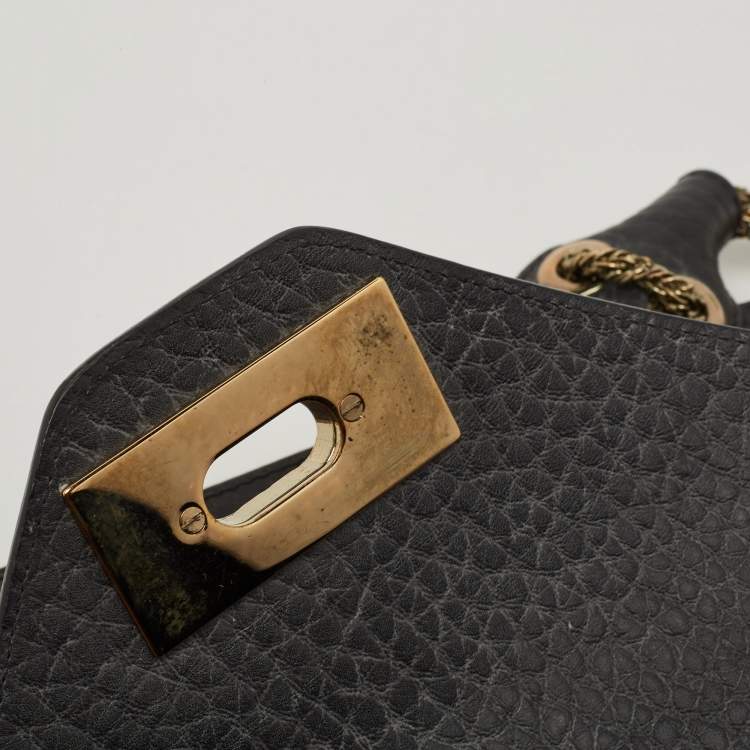 مملوكة مسبقًا Chloe Black Leather Medium Sally Flap Shoulder Bag