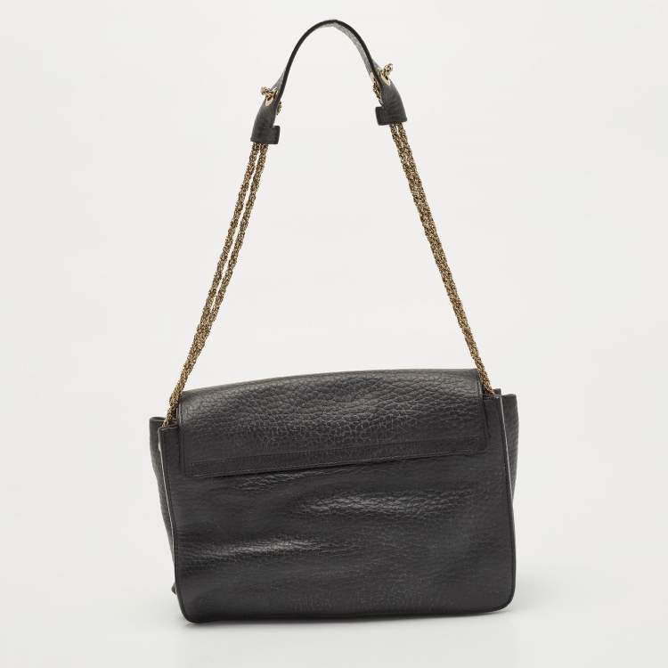 مملوكة مسبقًا Chloe Black Leather Medium Sally Flap Shoulder Bag