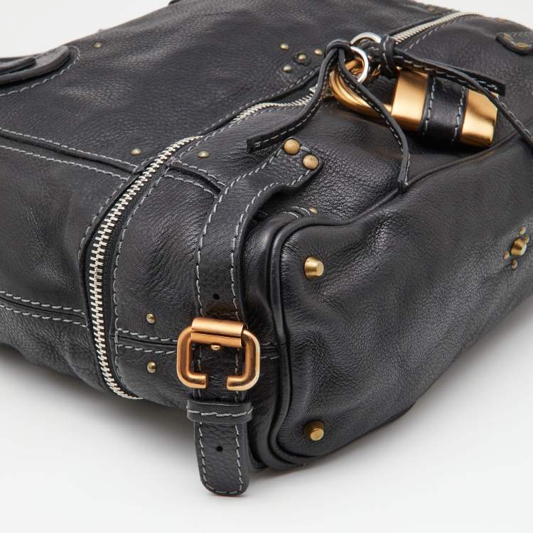 Pre Owned Chloe Black Studded Leather Paddington Tote