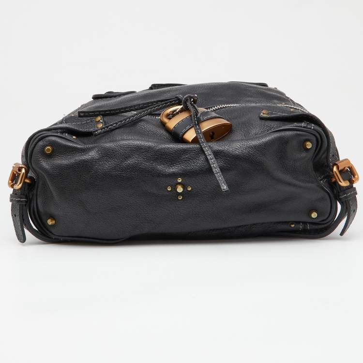 Pre Owned Chloe Black Studded Leather Paddington Tote