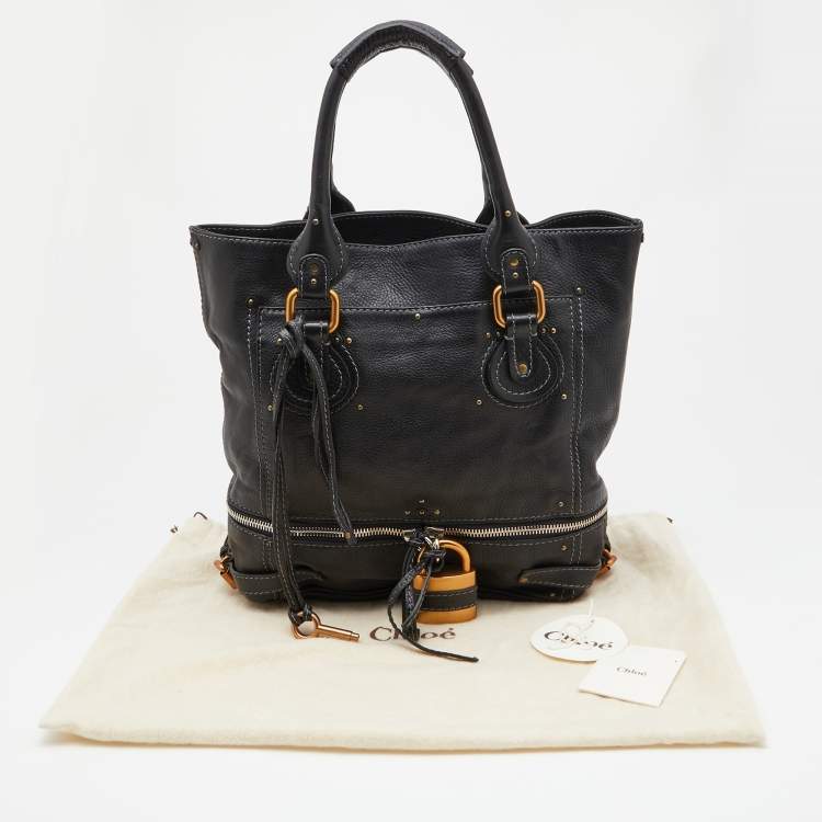 Pre Owned Chloe Black Studded Leather Paddington Tote