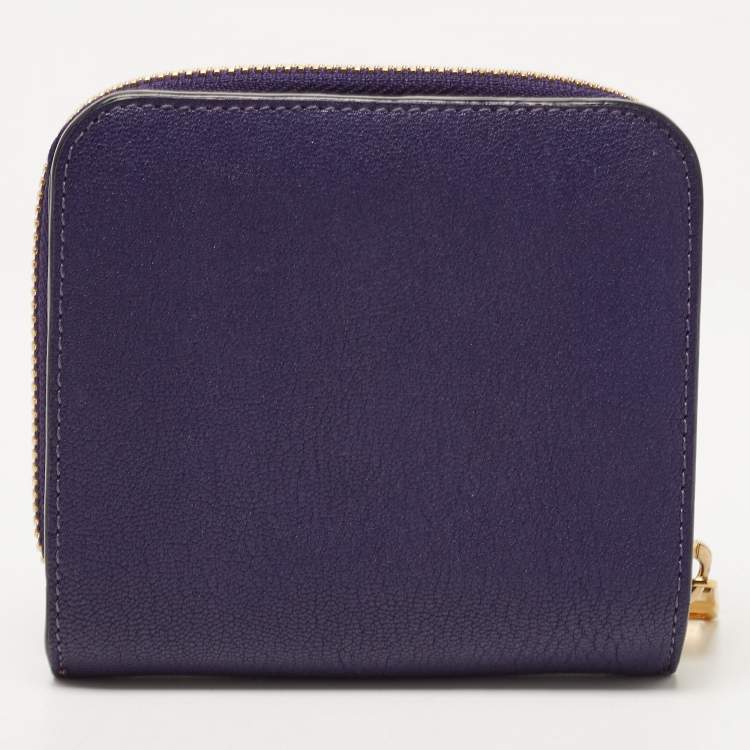Pre Owned Chloe Purple Leather Drew Compact Wallet