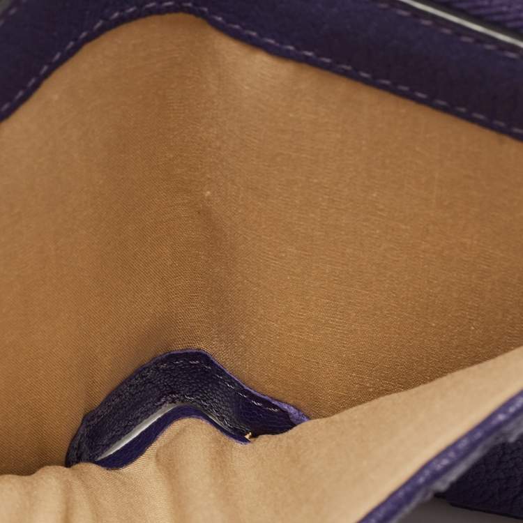 Pre Owned Chloe Purple Leather Drew Compact Wallet