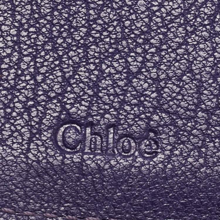 Pre Owned Chloe Purple Leather Drew Compact Wallet