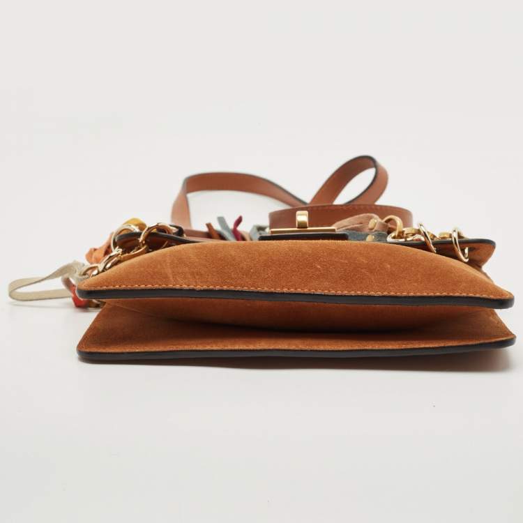 Pre Owned Chloe Brown Leather and Suede  Small Jane Tassel Shoulder Bag