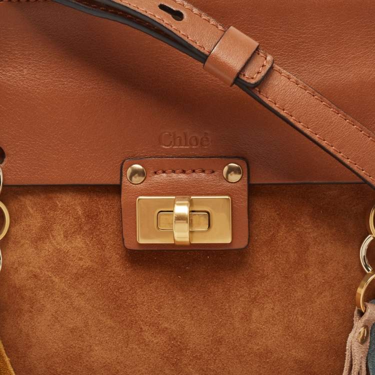 Pre Owned Chloe Brown Leather and Suede  Small Jane Tassel Shoulder Bag