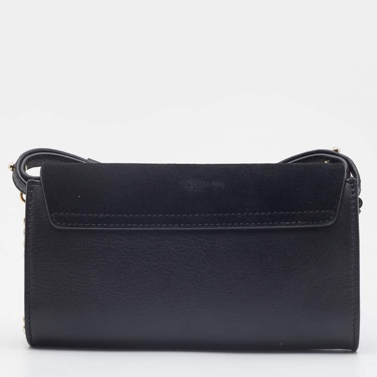 Pre Owned Chloe Black Leather and Suede Mini Faye Crossbody Bag