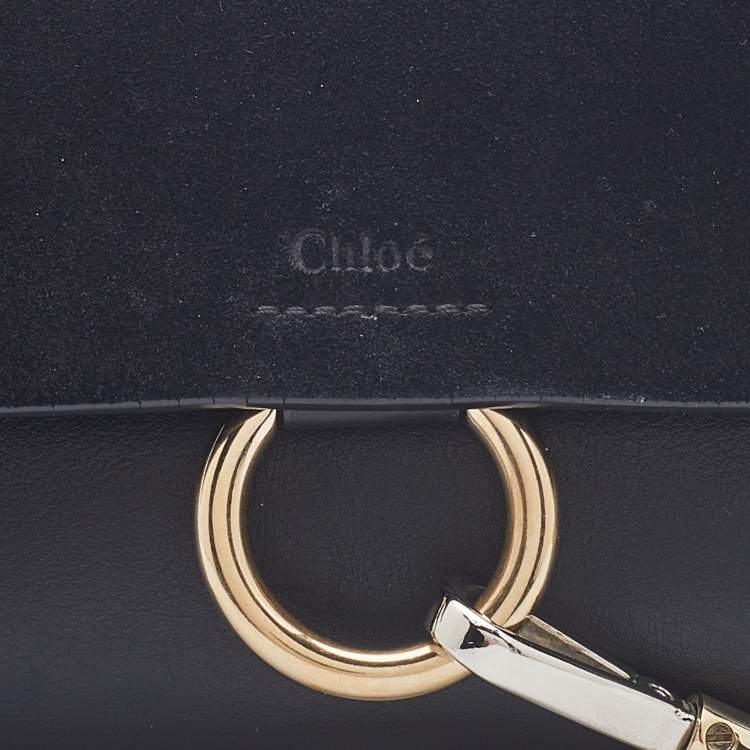 Pre Owned Chloe Black Leather and Suede Mini Faye Crossbody Bag