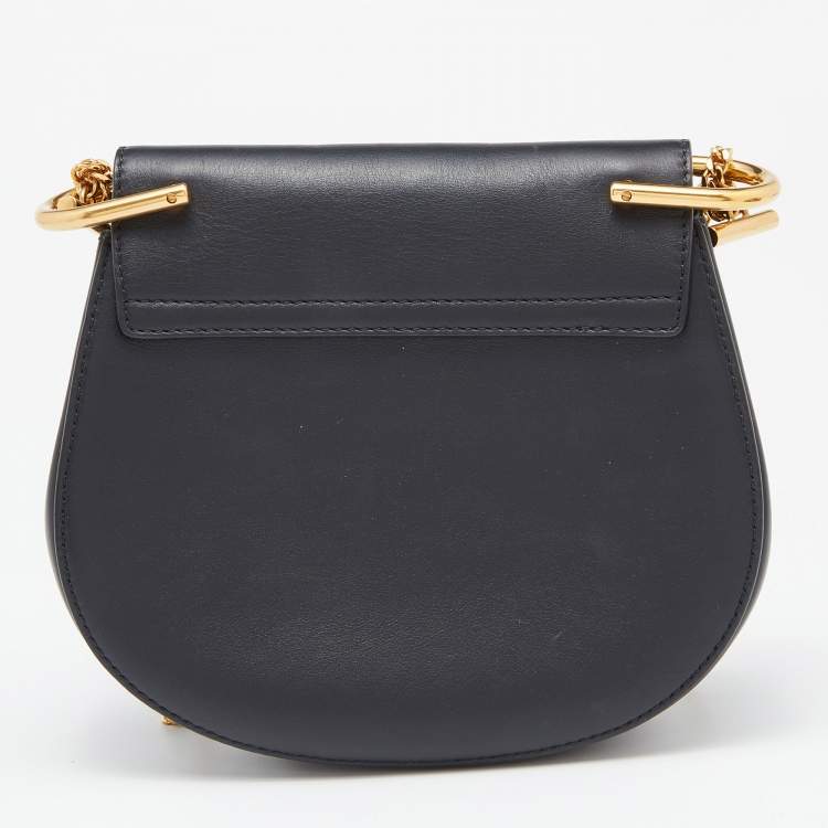 Pre Owned Chloe Black Leather Small Crystals Embellished Drew Shoulder Bag