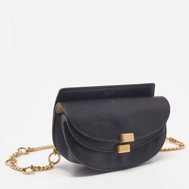 Pre Owned Chloe Black Leather Georgia Convertible Belt Bag