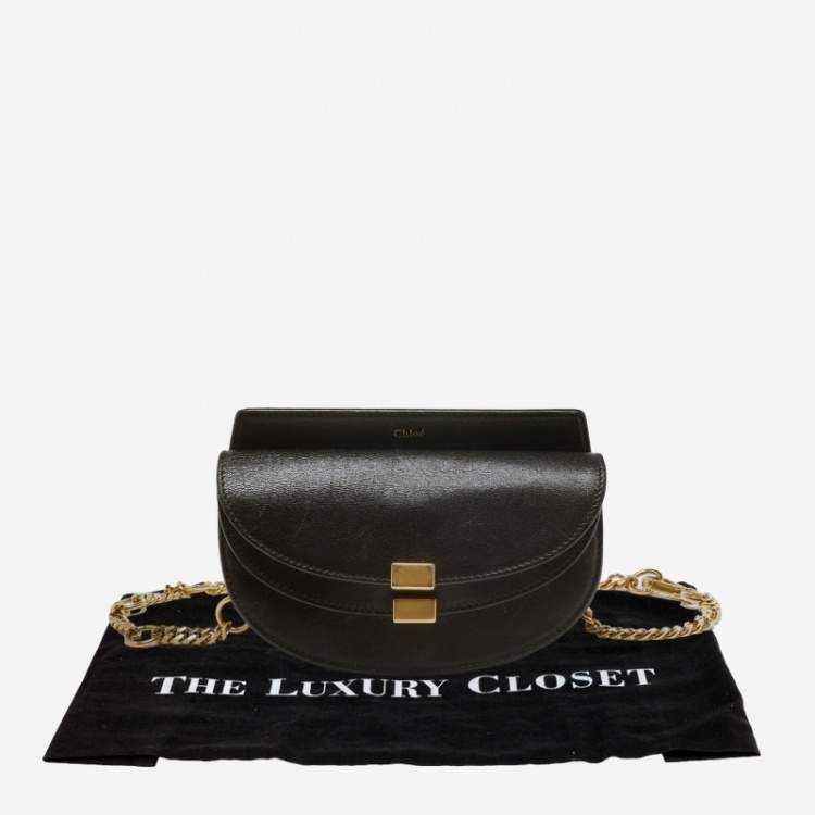 Pre Owned Chloe Black Leather Georgia Convertible Belt Bag