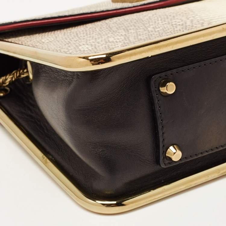 Pre Owned Chloe Beige/Black Lizard and Leather Small Sally Shoulder Bag