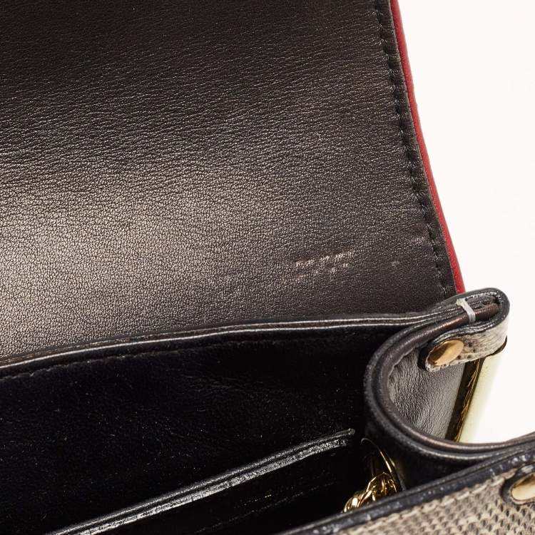 Pre Owned Chloe Beige/Black Lizard and Leather Small Sally Shoulder Bag