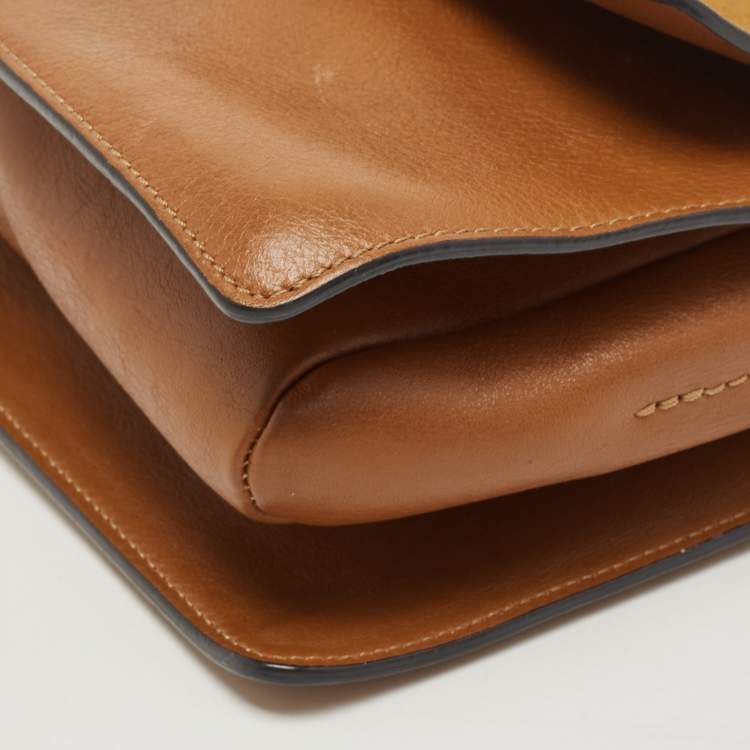 Pre Owned Chloe Brown/Tan Leather and Suede Small Faye Shoulder Bag