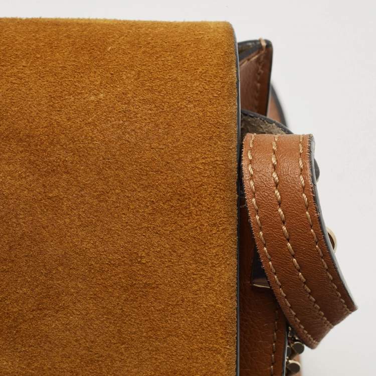 Pre Owned Chloe Brown/Tan Leather and Suede Small Faye Shoulder Bag