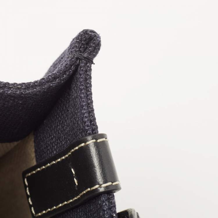 Pre Owned Chloe Navy Blue/Black Canvas and Leather Small Woody Tote