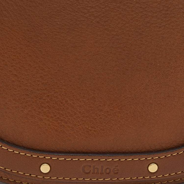 Pre Owned Chloe Brown Leather and Suede Small Nile Bracelet Crossbody Bag