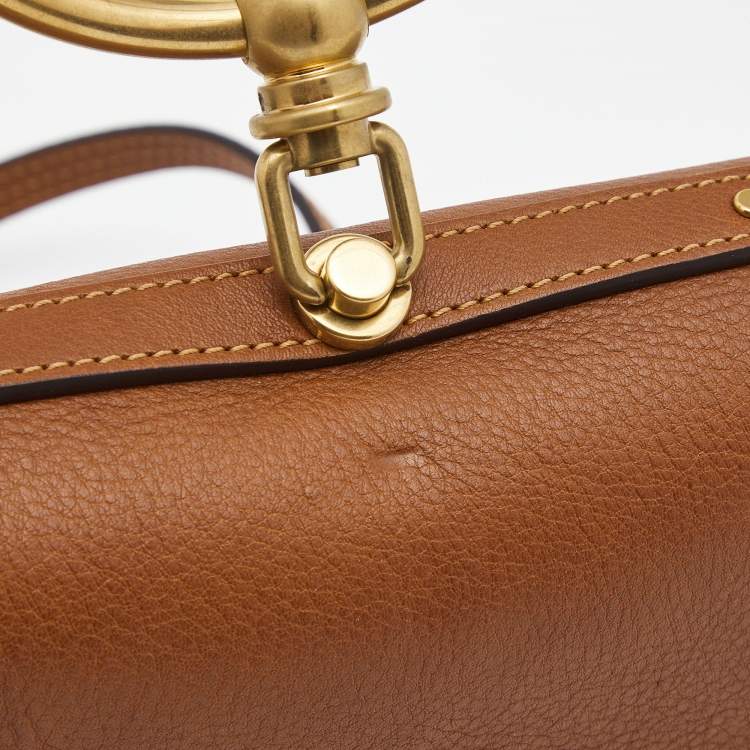 Pre Owned Chloe Brown Leather and Suede Small Nile Bracelet Crossbody Bag